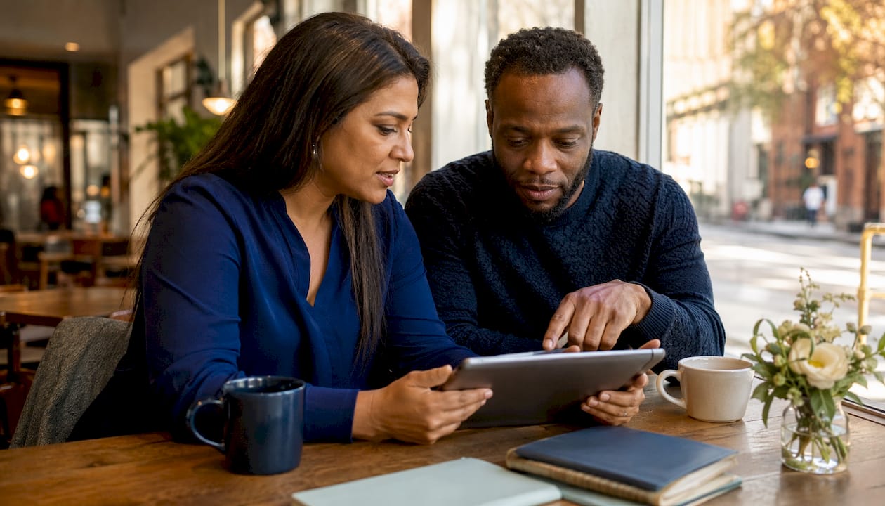 Mixed couple scheduling video calls together