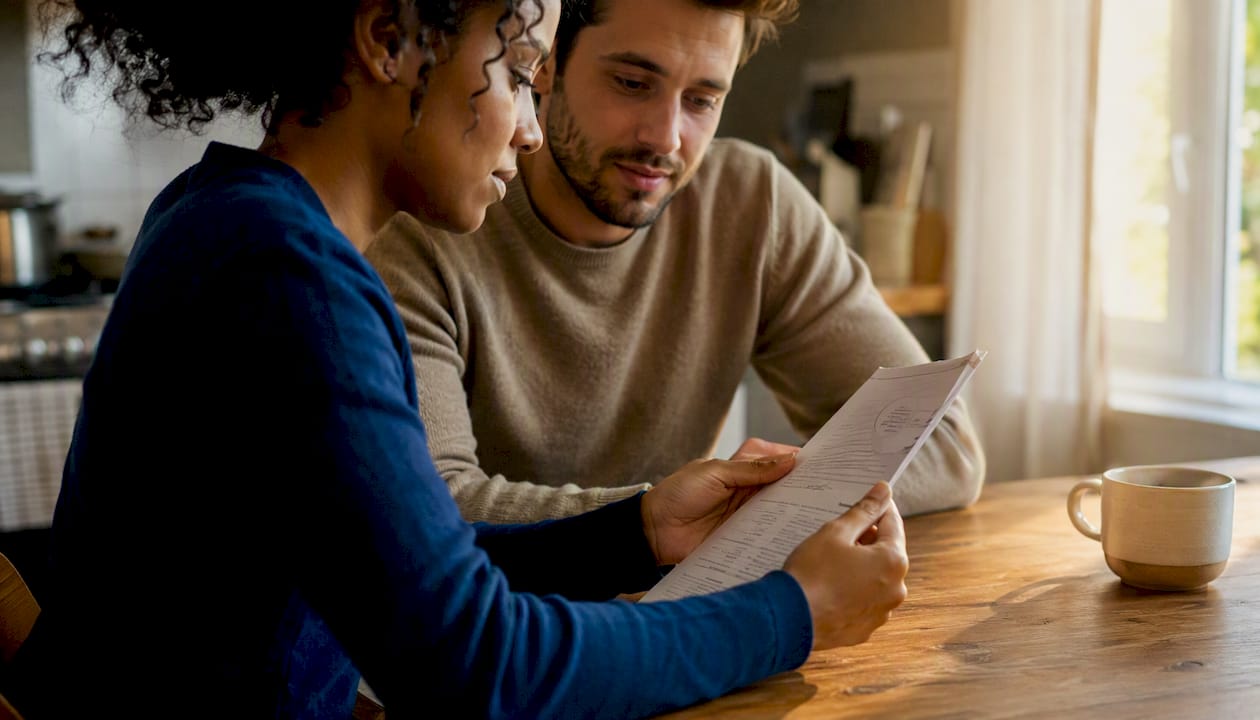 Hands holding emotional regulation script at home office desk