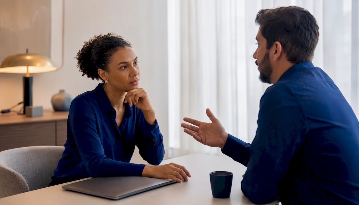 Mixed coworkers mediating conflict in private office